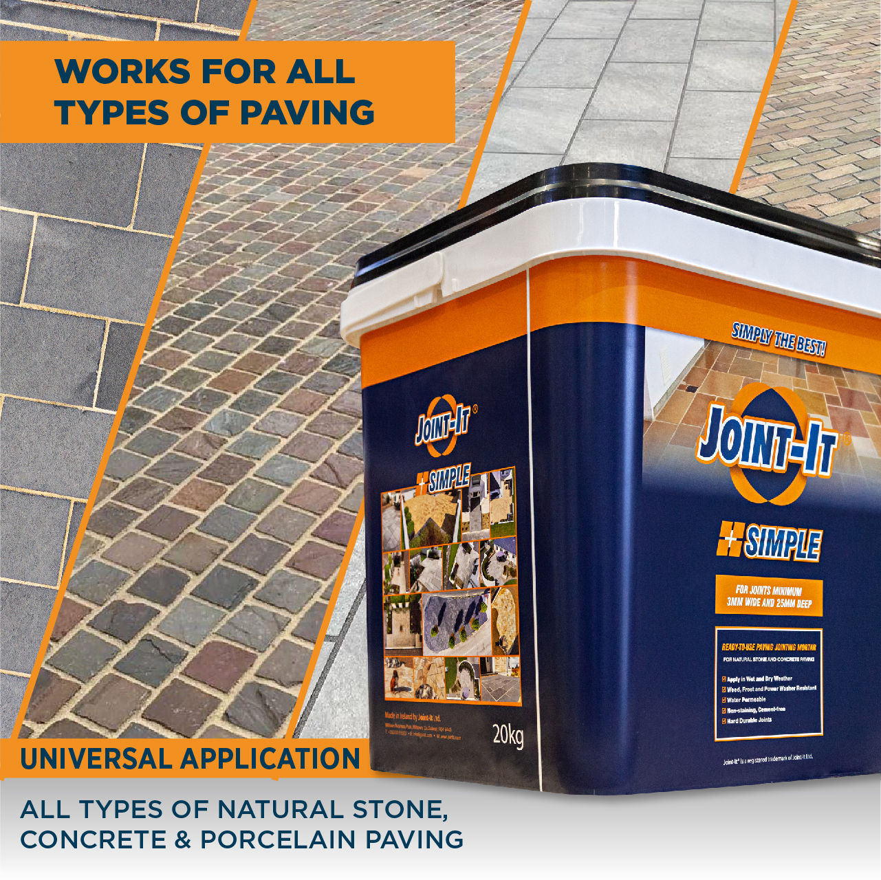 JOINT IT Paving Grout Jointing Mortar Patio Garden Paving Grout LIGHT GREY 20KG 