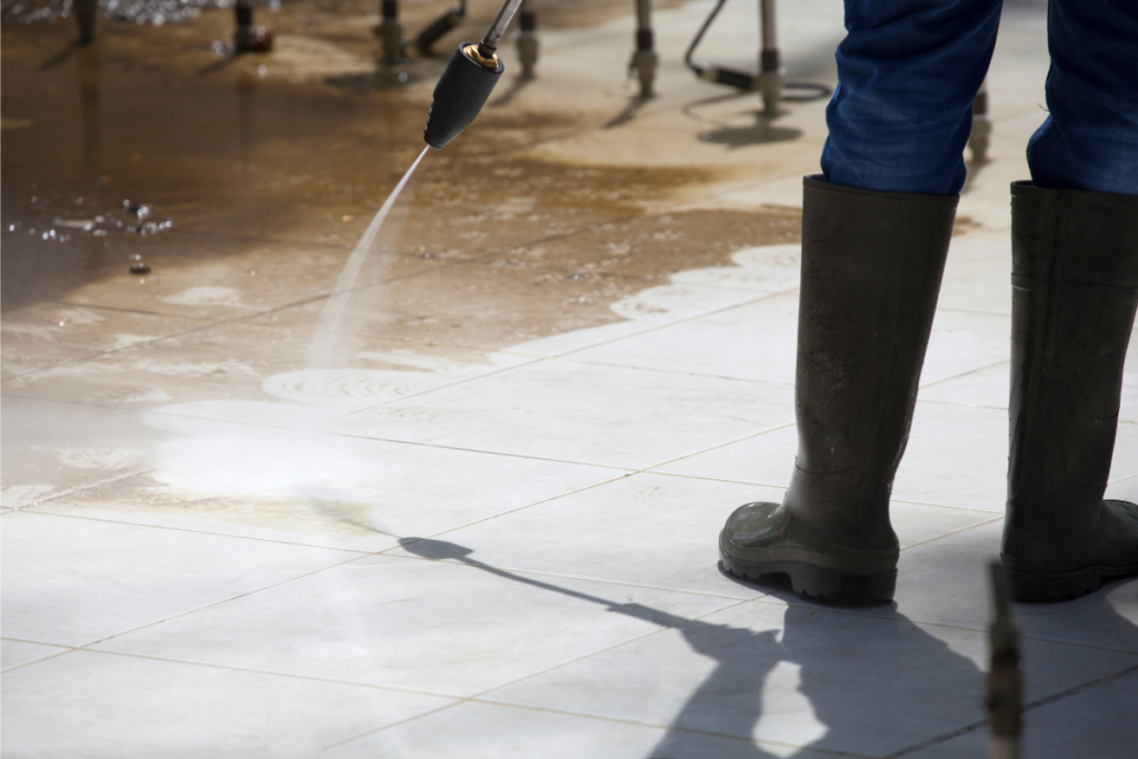 pressure washing patio concrete going green