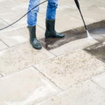 pressure washing porcelain patio